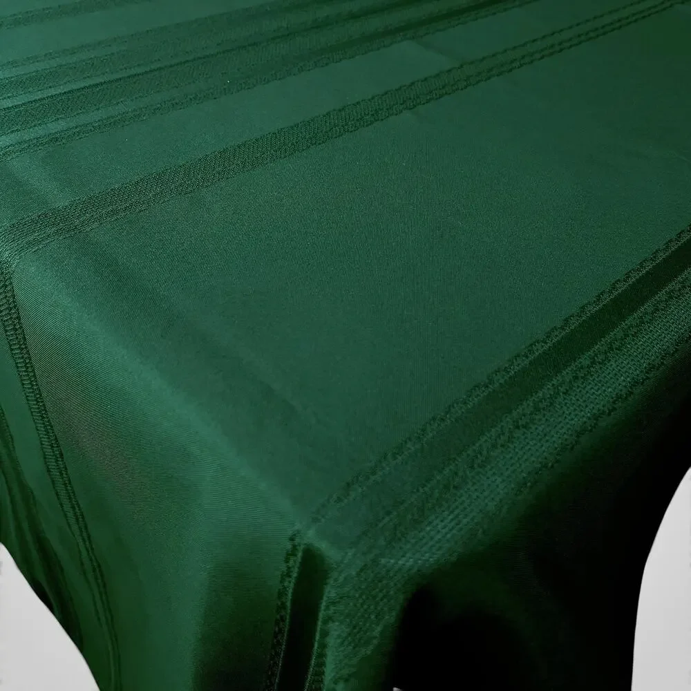Green Tablecloth 87x43 Rectangular Polyester Woven Stripe Festive Dining Event